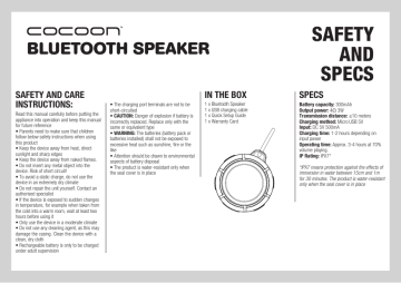 Cocoon HE180431 Bluetooth Speaker Getting Started Guide | Manualzz