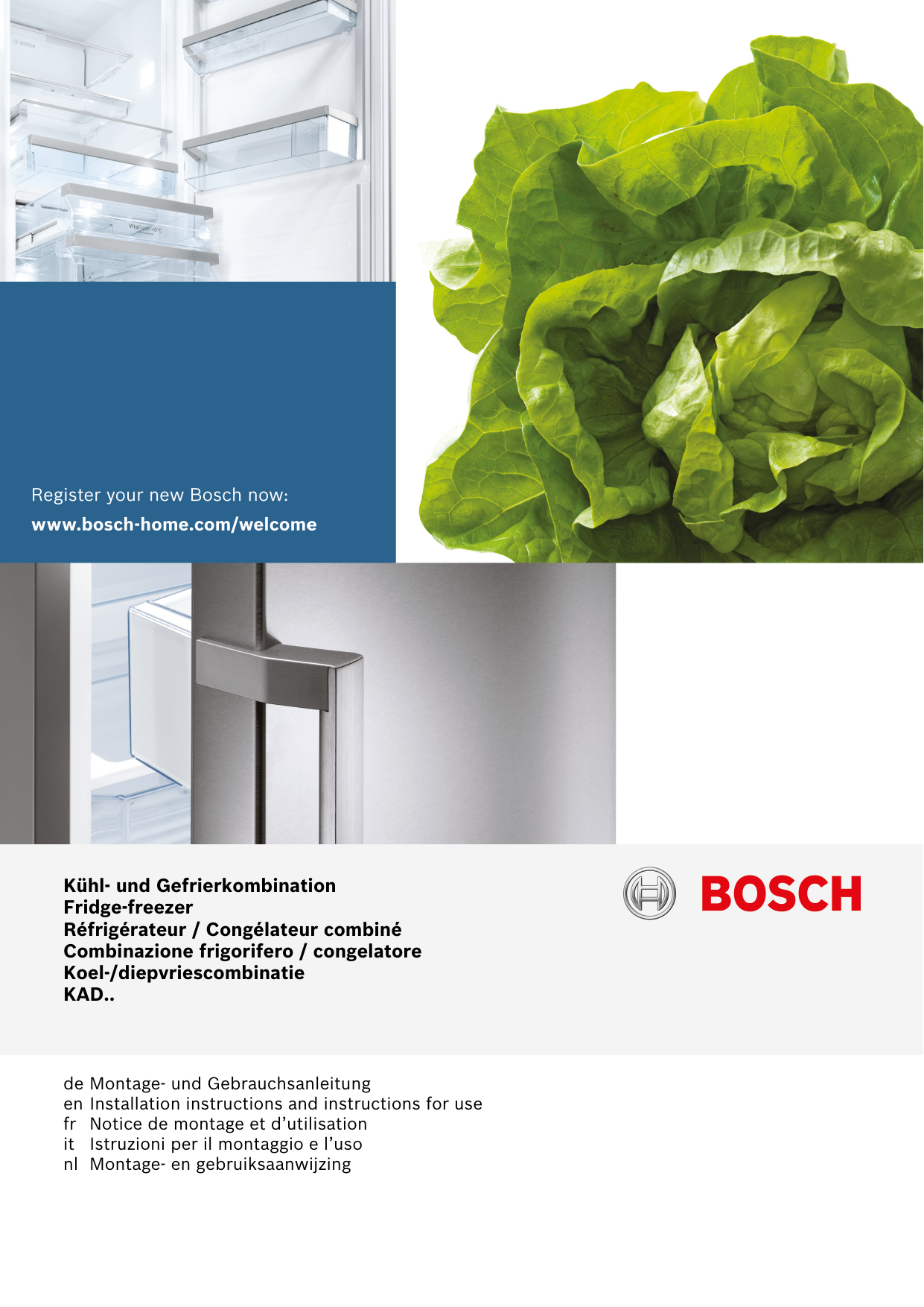 Bosch Sidebyside fridgefreezer, KAD62V401/01 Istruzioni per l'uso
