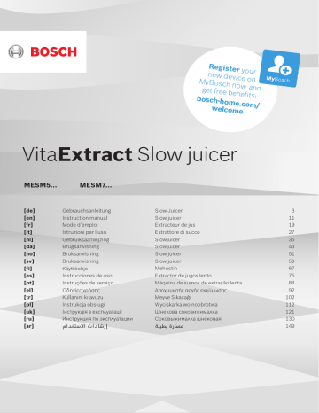 Smaltimento. Bosch MESM731M/01, MESM5, MESM7, MESM500W/01, MESM731M |  Manualzz