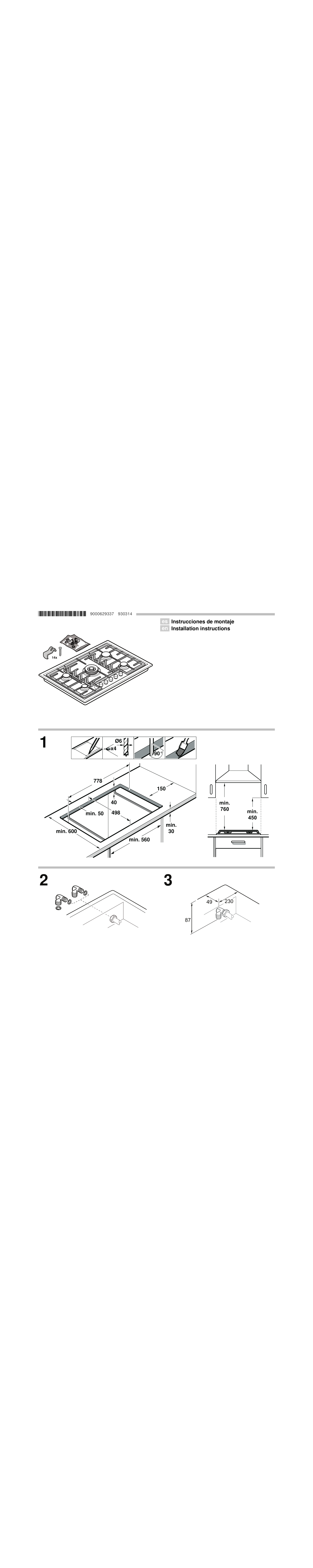Bosch Gas hob Serie 8 Installation instructions Manualzz