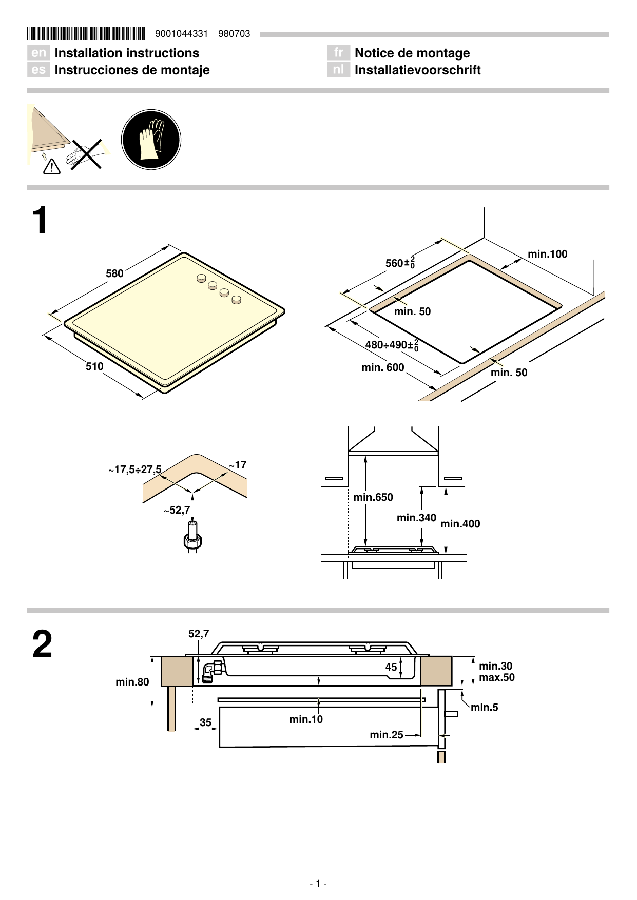 Bosch Gas hob with integrated controls Installation guide Manualzz