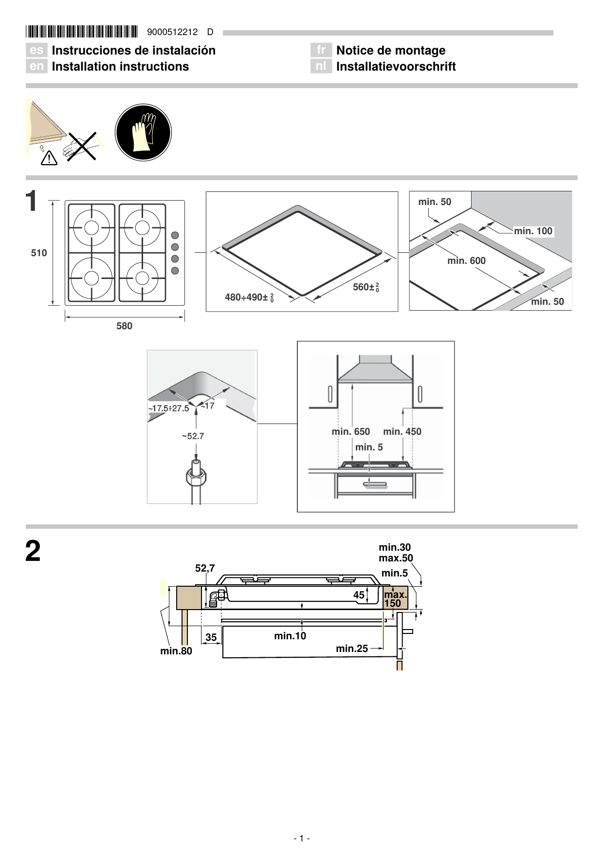 Bosch Gas hob with integrated controls Serie 2 Installation
