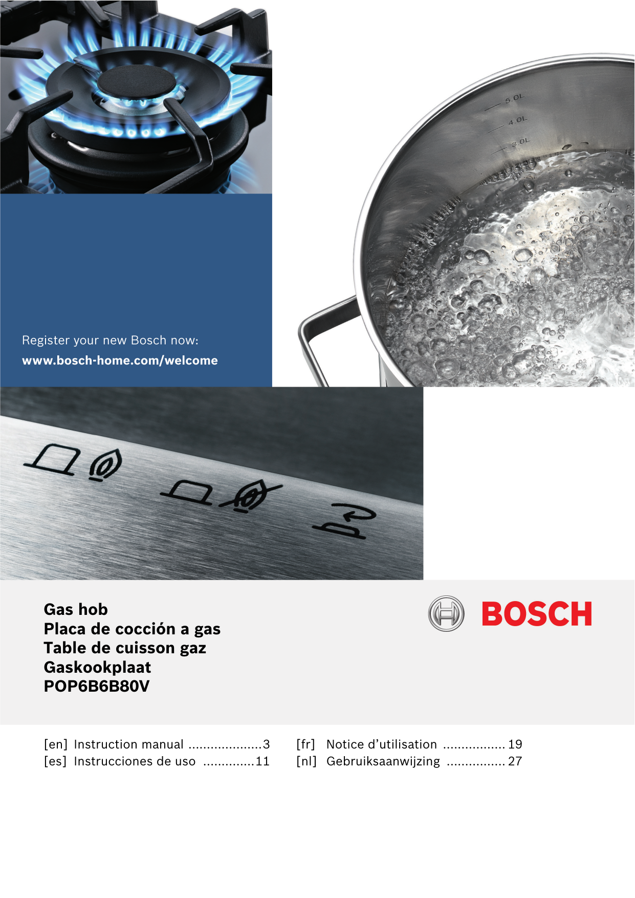 Bosch Gas hob with integrated controls Serie 2 Instruction manual