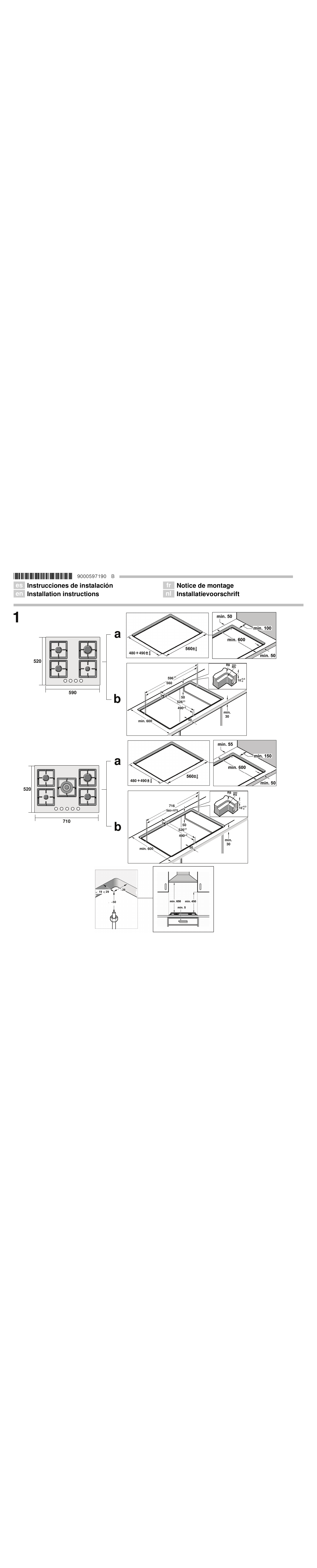 Bosch Gas hob Serie 6 Installation instructions Manualzz