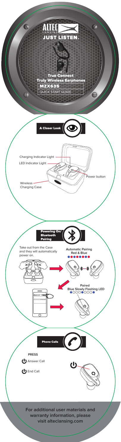Altec Lansing MZX635 True Connect Truly Wireless Earphones Quick