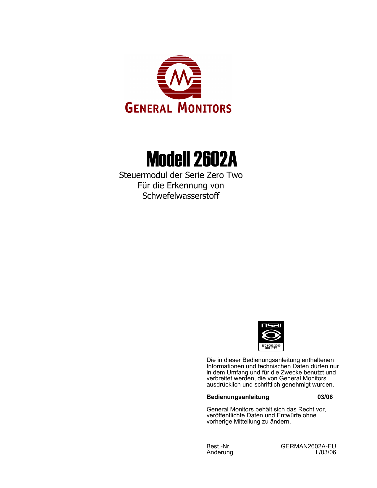 General Monitors 2602A Zero Two Series Control Module for H2S ...