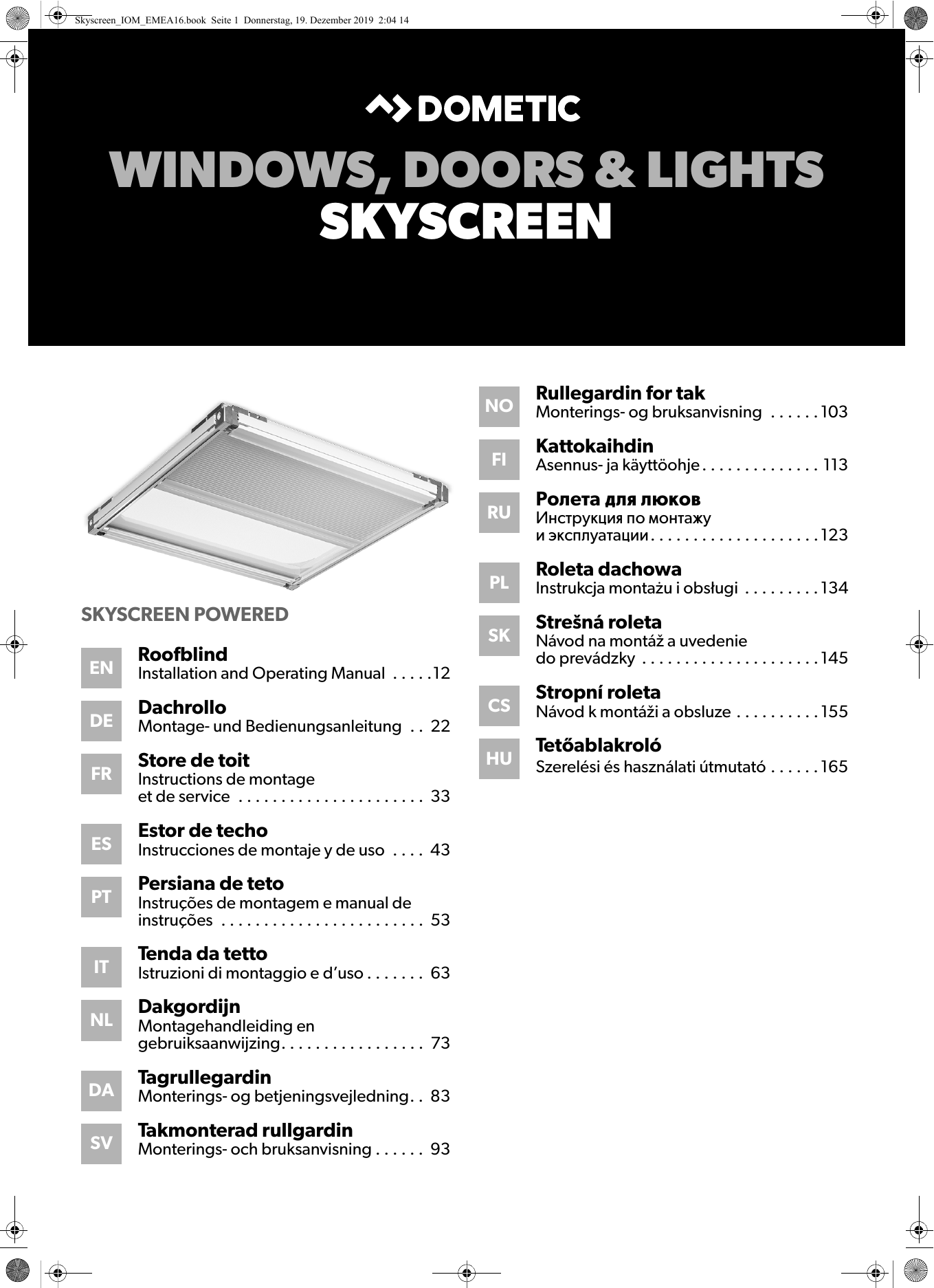 Dometic SkyscreenPowered Operating instrustions Manualzz