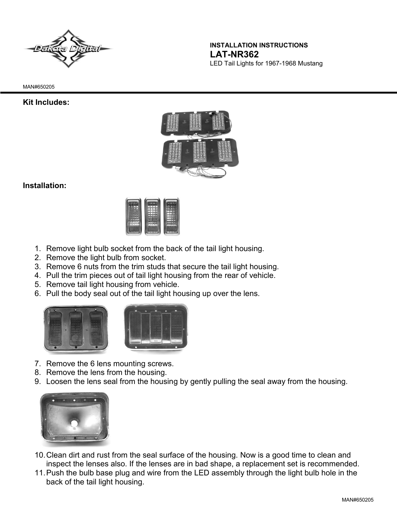 1968 mustang tail light bezels on Dakota Digital Lat Nr362 User Manual Manualzz