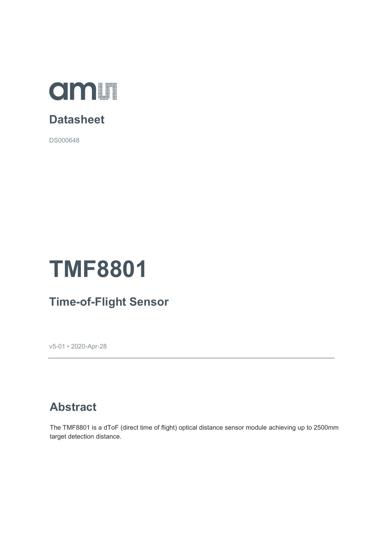 AMS TMF8801 Light Sensor Datasheet Manualzz AMS TMF8801 Light Sensor Datasheet Manualzz
