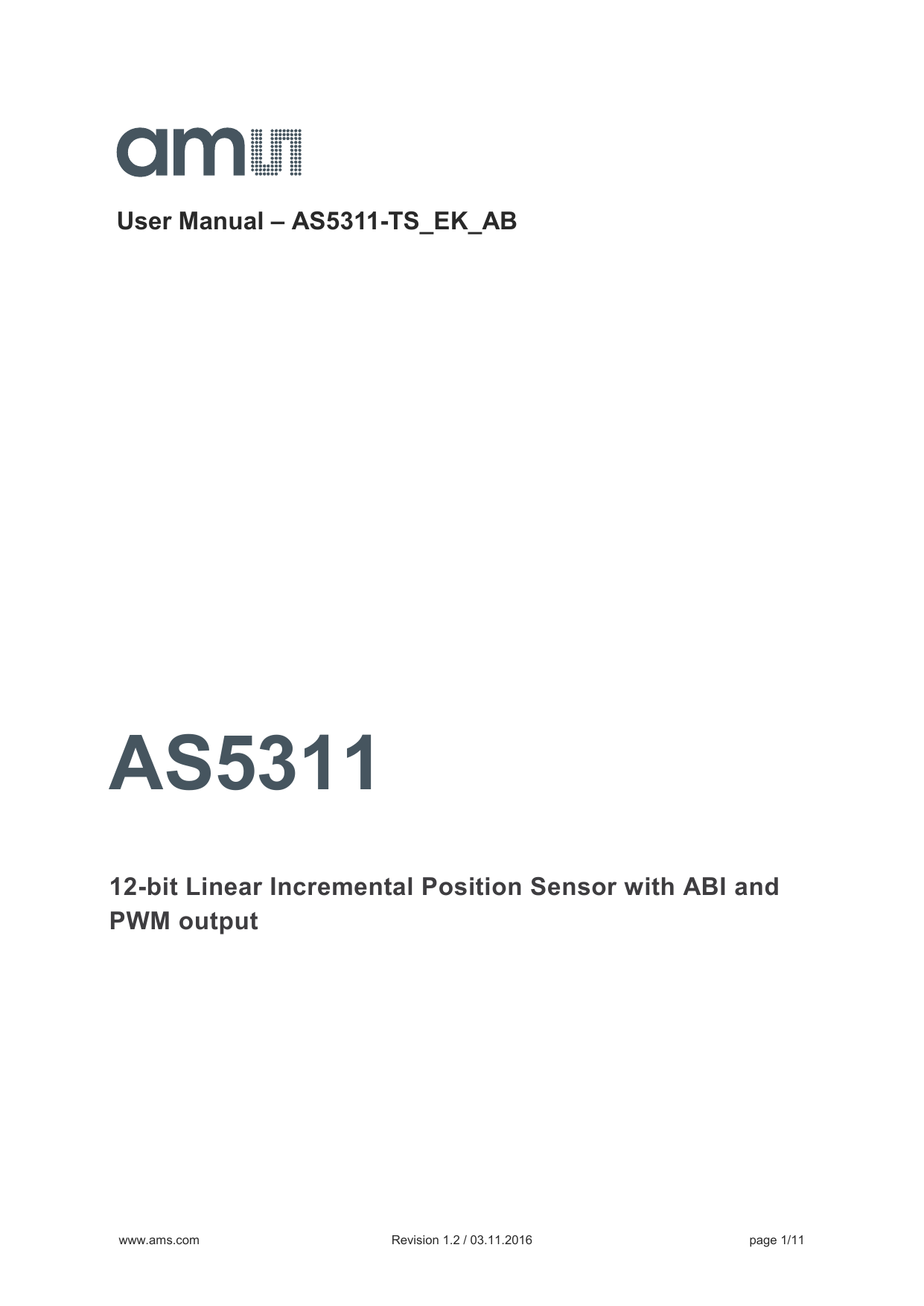 AMS AS5311AdapterBoard Position Sensor User Guide | Manualzz