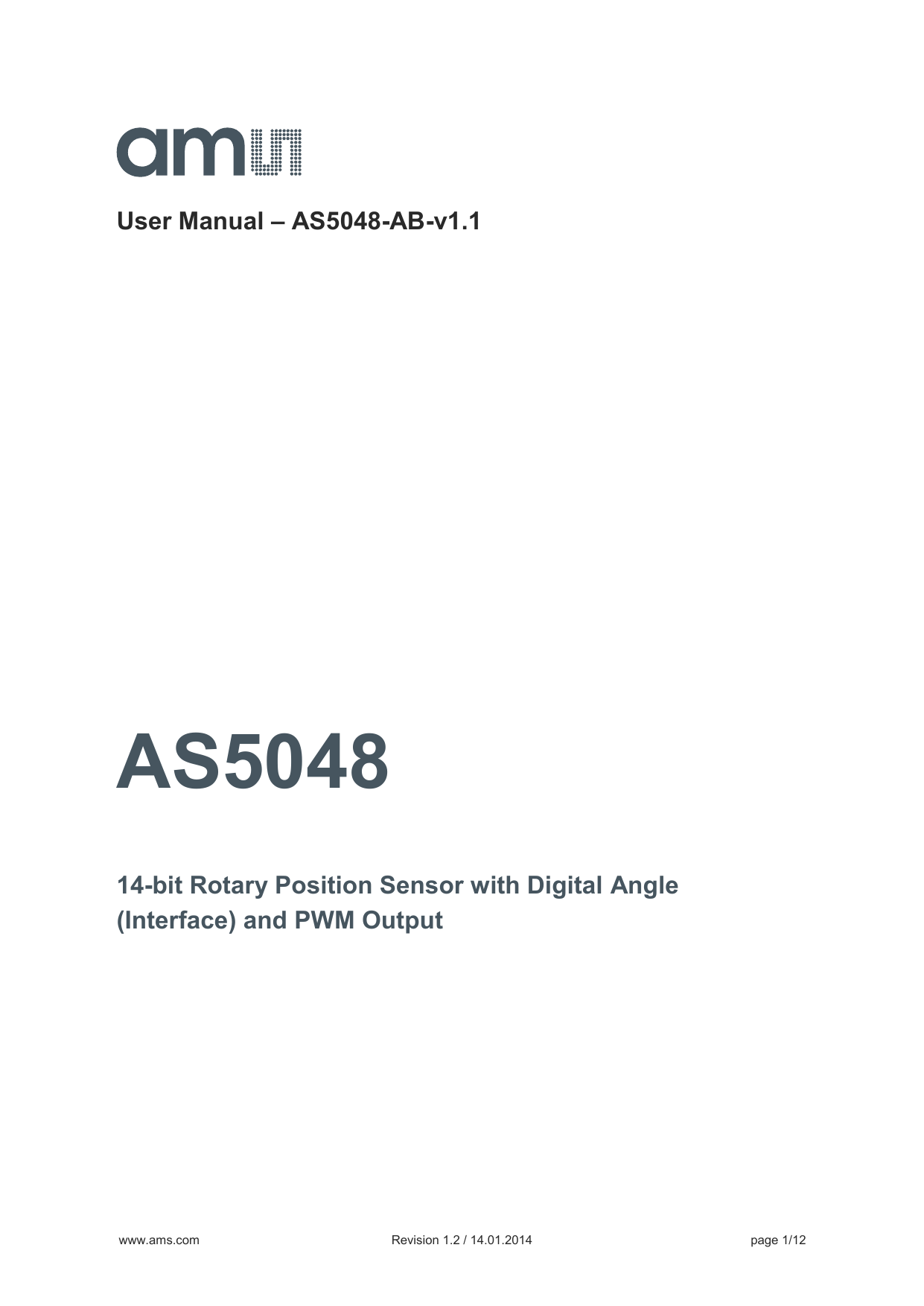 Ams As5048badapterboard Position Sensor User Guide 