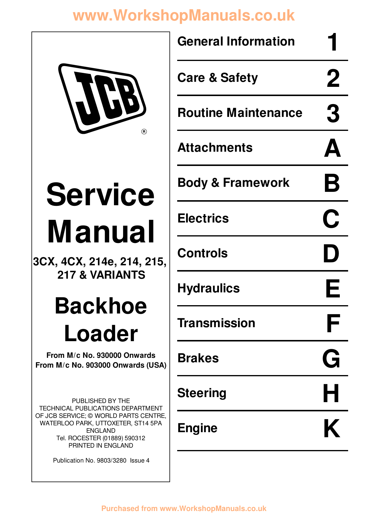JCB 3CX 4CX 214e 214 215 217 Backhoe Loader Service Repair Manual CD 214S 215S 