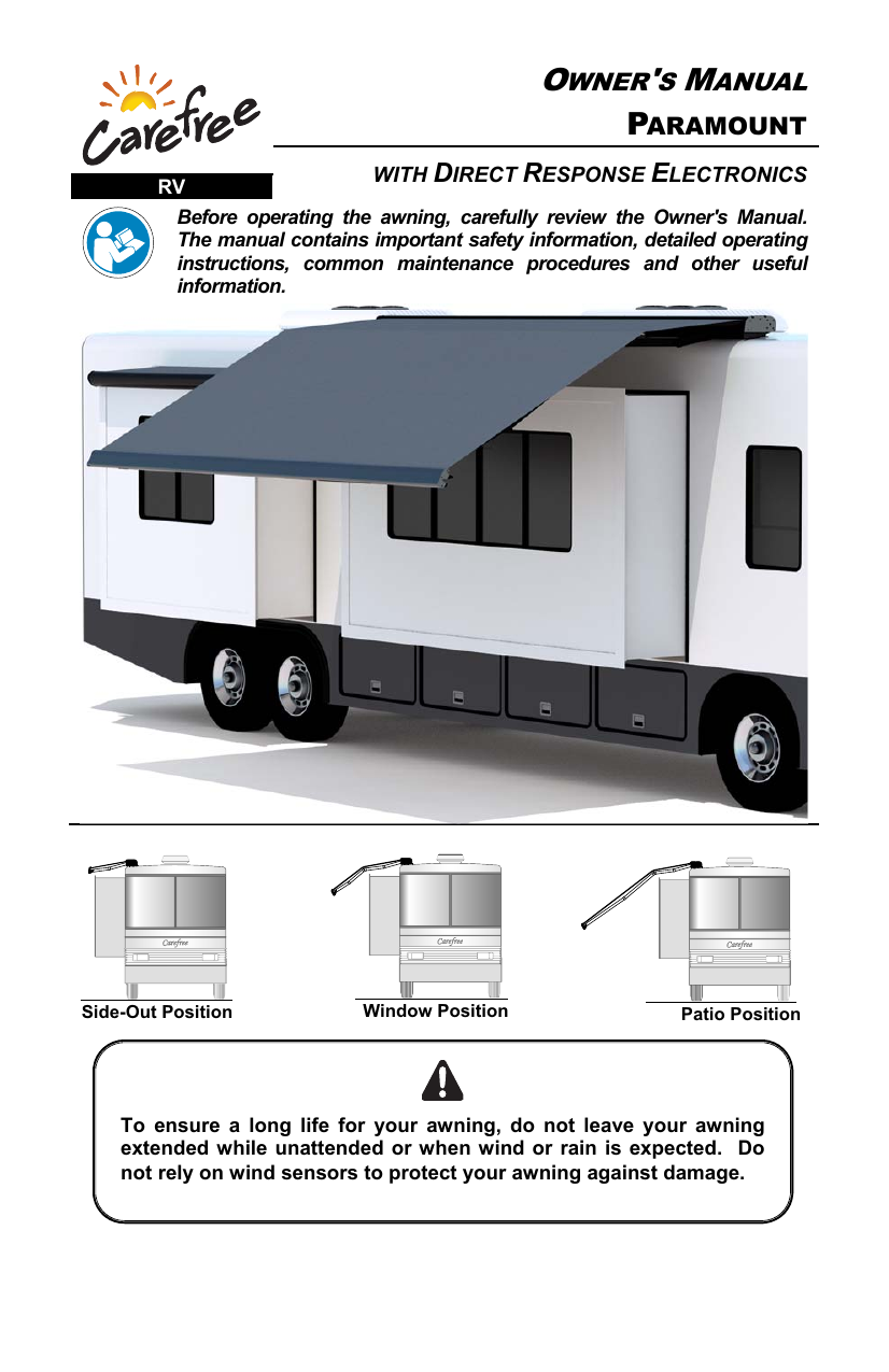Carefree Paramount Canopy Replacement Owner's Manual Manualzz