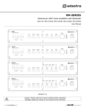 Adastra RM360S RM series 5-channel 100V mixer amplifier Instruction Manual | Manualzz