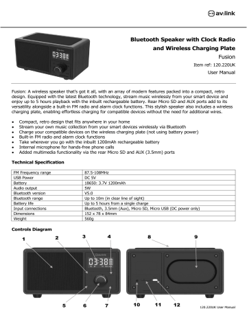 AV:Link Fusion : Bluetooth Speaker User manual | Manualzz