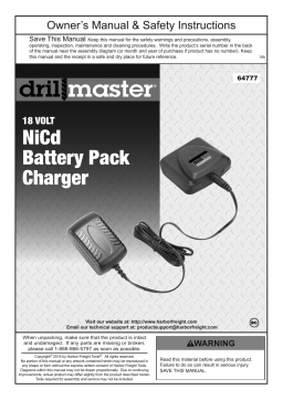 Drill Master 64777 18V NiCd Battery Charger Owner's Manual