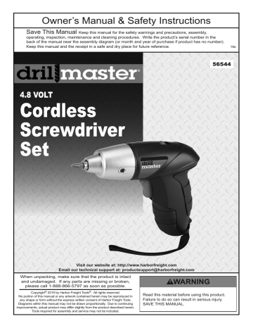 Drill master 4.8 2024 v cordless screwdriver manual