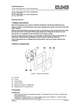 JUNG 824TDW TRONIC rotary dimmer Operating instructions