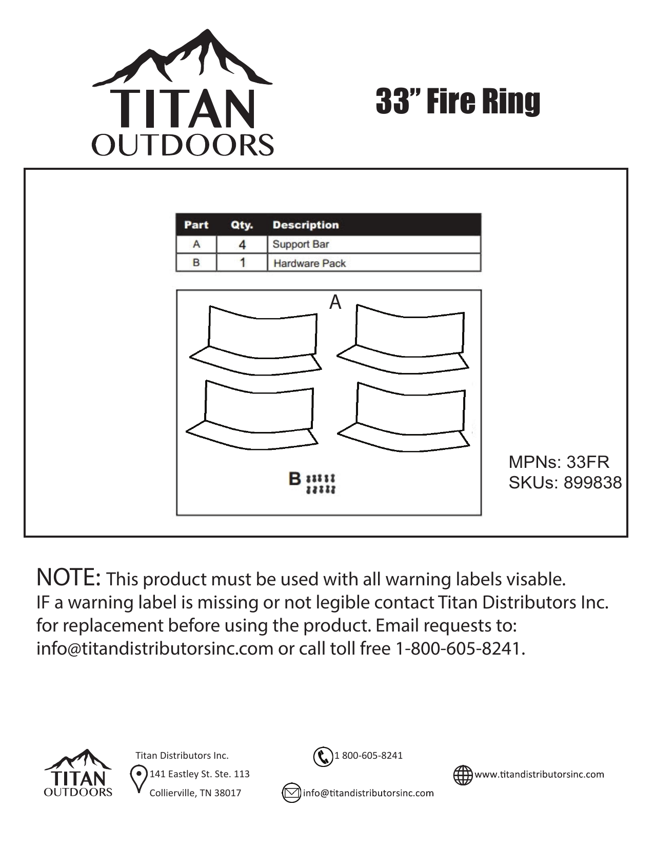 Titan 33 In Diameter Fire Pit Manual, Titan Distributors Fire Pit