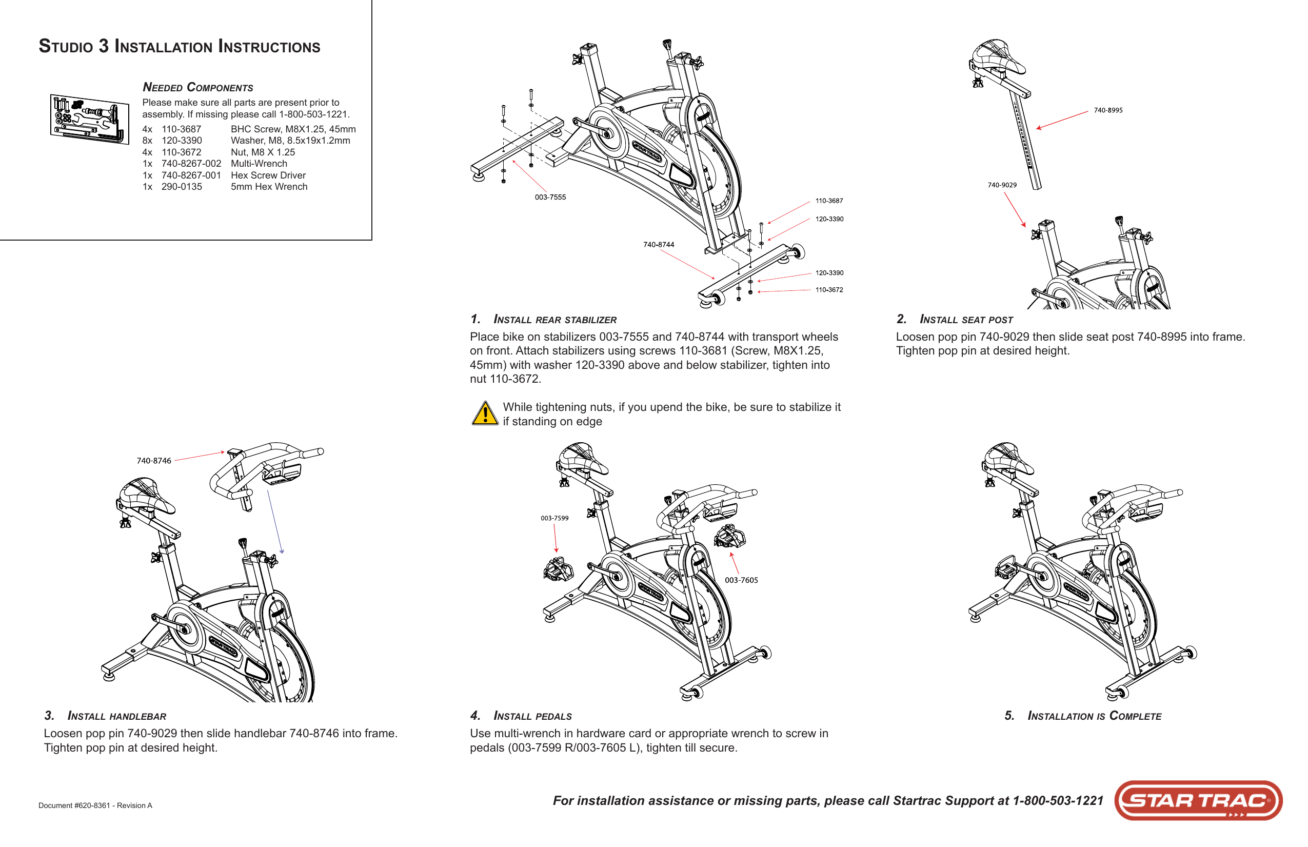 Star Trac Studio 3 Cycle Installation guide | Manualzz