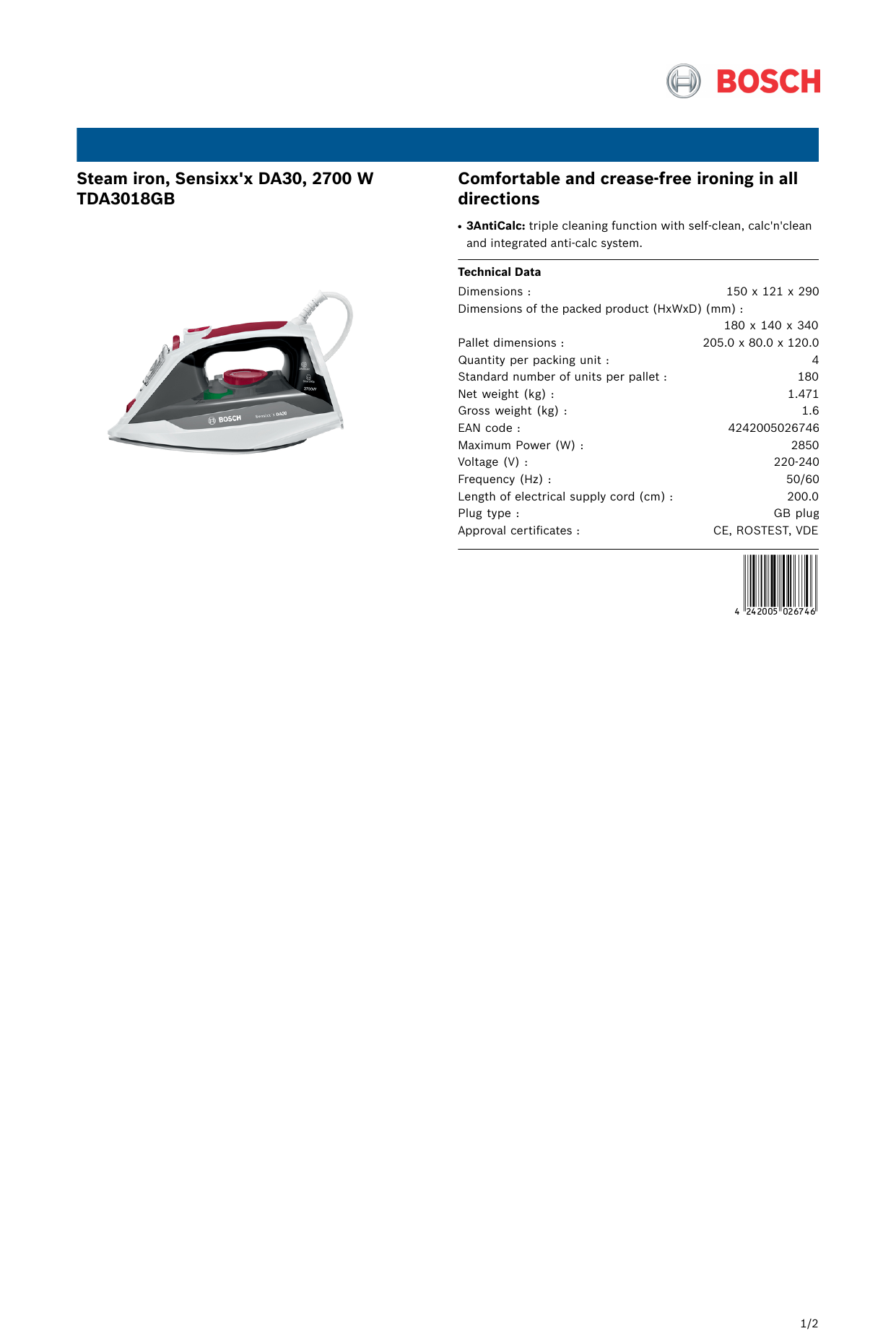 bosch tda3018gb
