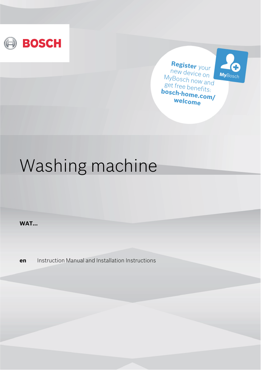 Bosch Washing machine Serie 6 User manual and assembly instructions