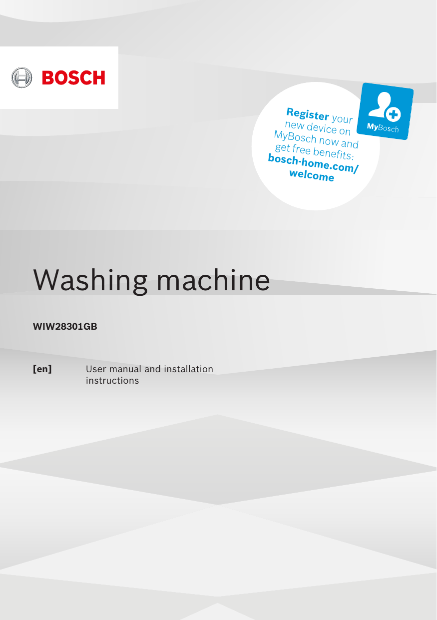 Bosch WIW28301GB Integrated 8Kg White Washing Machine User Manual ...
