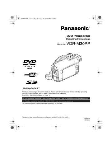 STORAGE CAPACITY ON DISC OR CARD. Panasonic VDR-M30PP | Manualzz