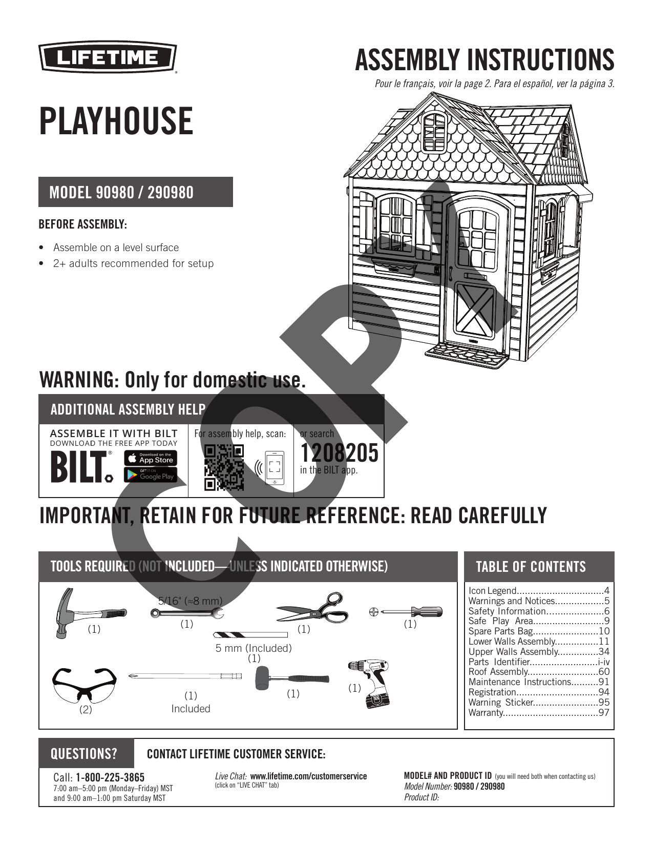 Lifetime 290980 Playhouse Owner's Manual Manualzz