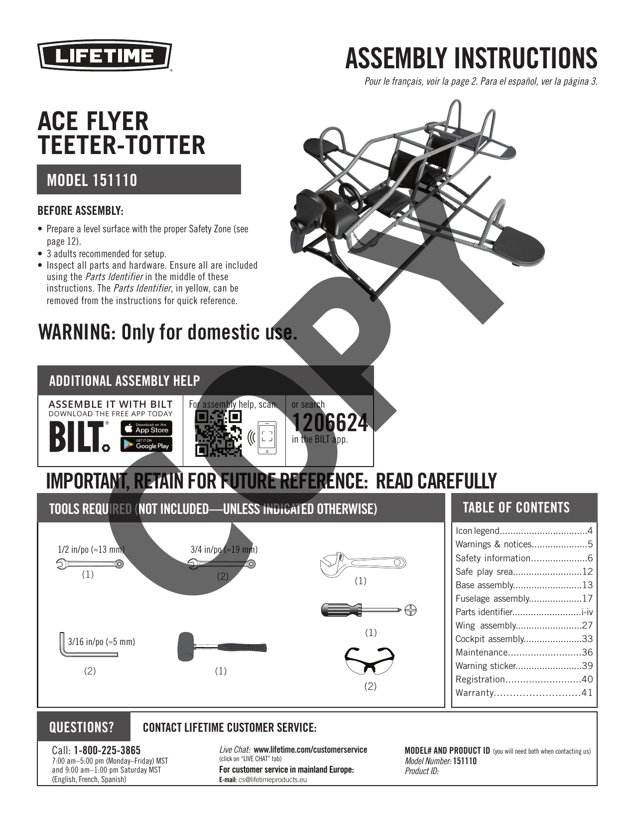 Lifetime 151110 Ace Flyer TeeterTotter Owner's Manual Manualzz