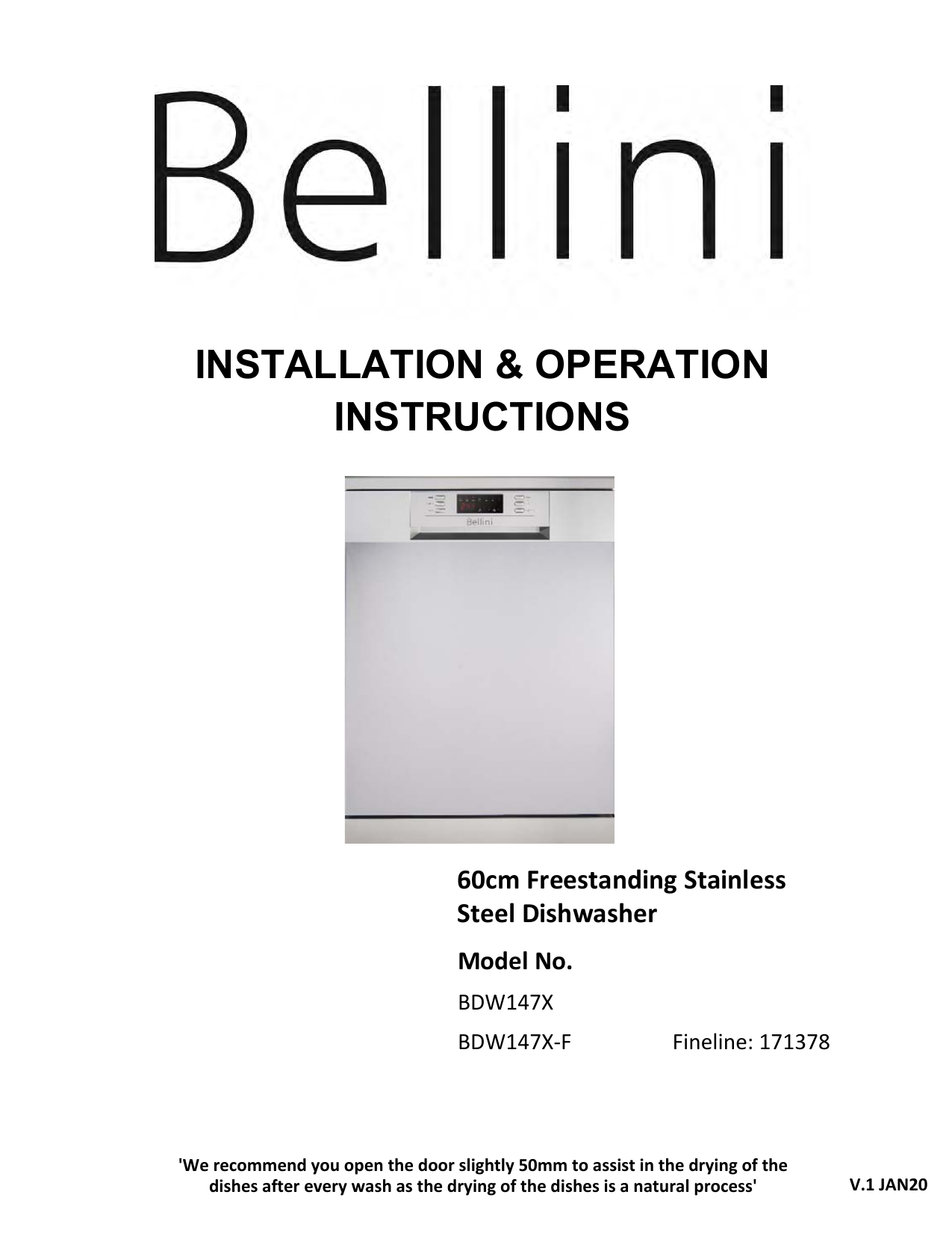 Bellini BDW147XF User guide Manualzz