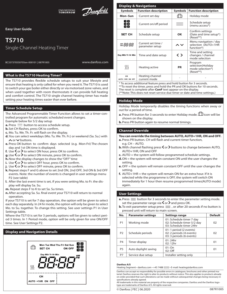 Danfoss TS710 Digital Room Thermostat Easy User guide Manualzz