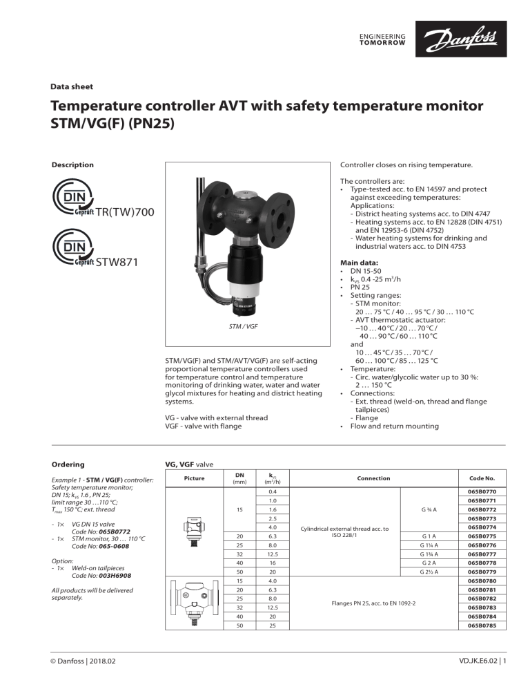 Danfoss STM / VG(F) / AVT Datasheet | Manualzz