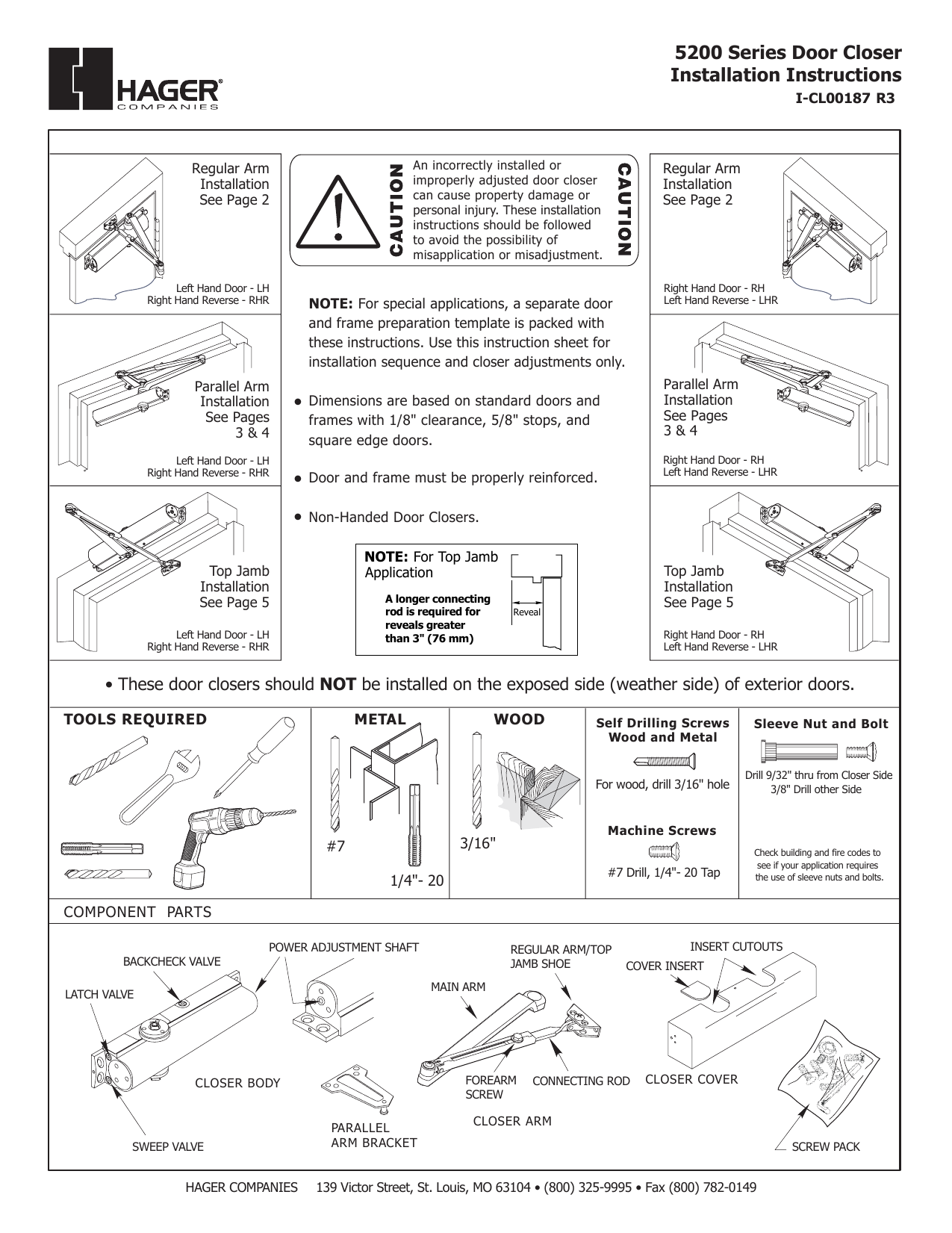 Hagerco 5200 Series Grade 1 Heavy Duty Door Closer Installation
