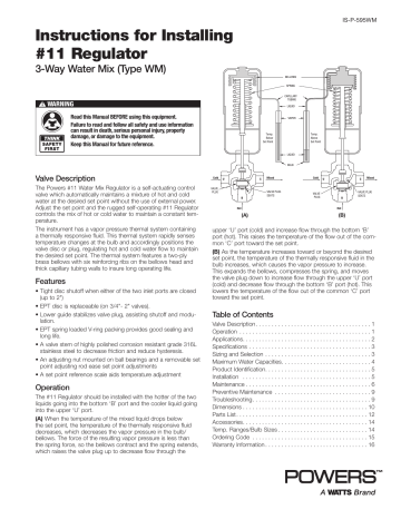 Product Identification. Powers 595, 595 - Type WM 3-Way Water Mix | Manualzz