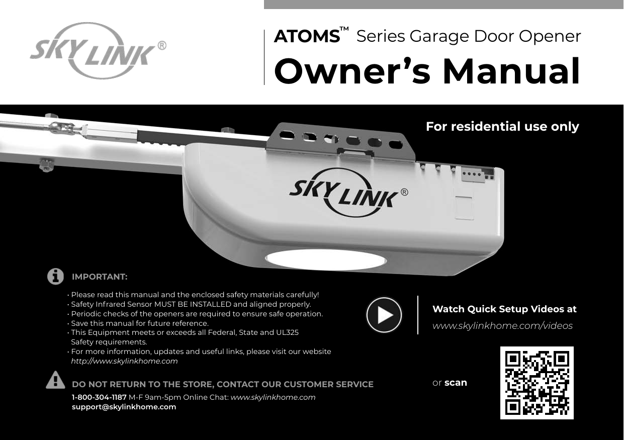 Skylink Atr Series Atoms Garage Door Opener User Manual Manualzz
