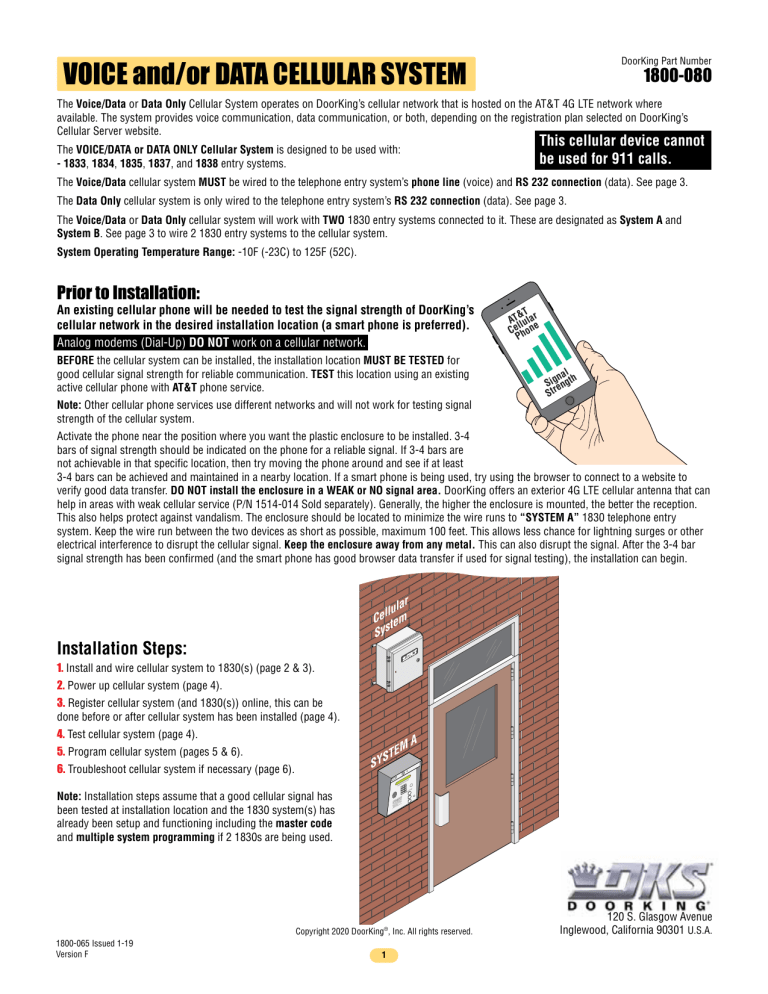 DKS 1830 Series - Cellular Voice + Data User manual | Manualzz