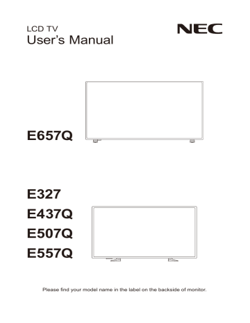 RS-232C Remote Control. NEC E557Q 