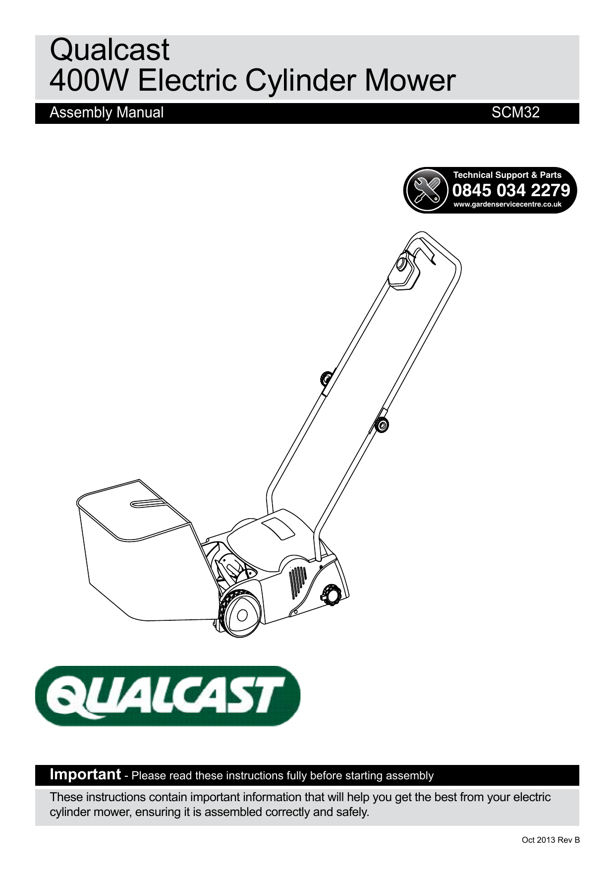 Qualcast SCM32 400W CORDED CYLINDER LAWNMOWER Owner s Manual