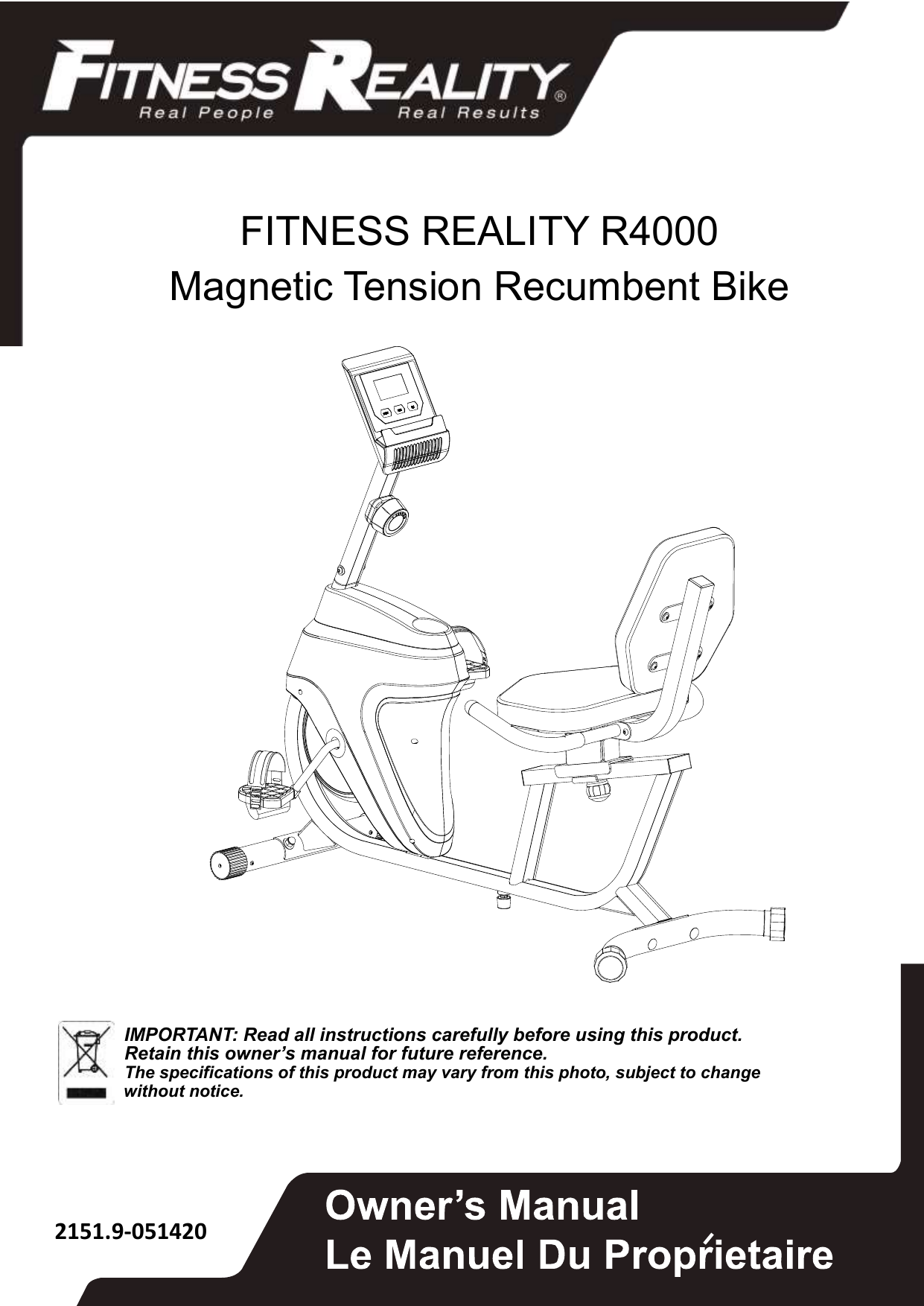 universal fitness recumbent bike