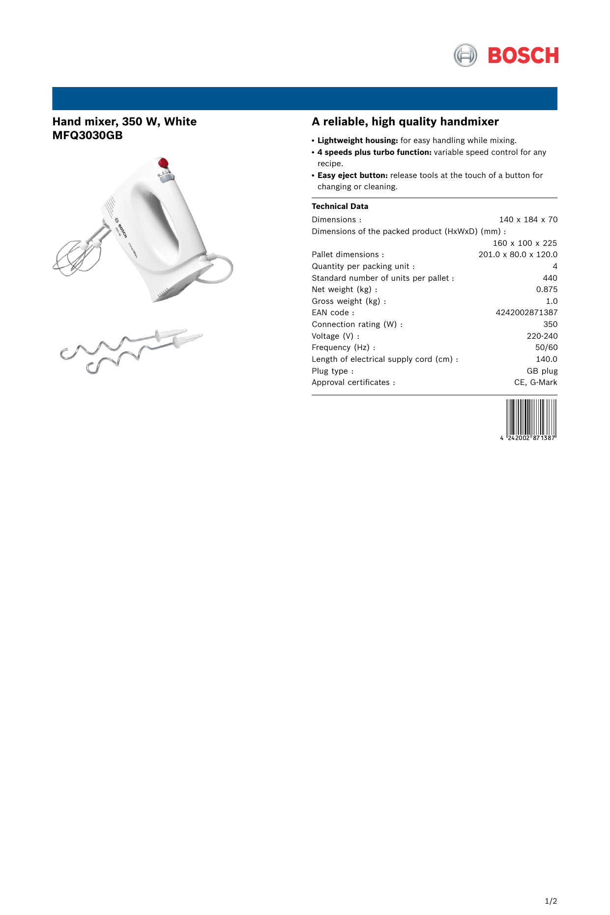 MFQ3030GB Hand mixer