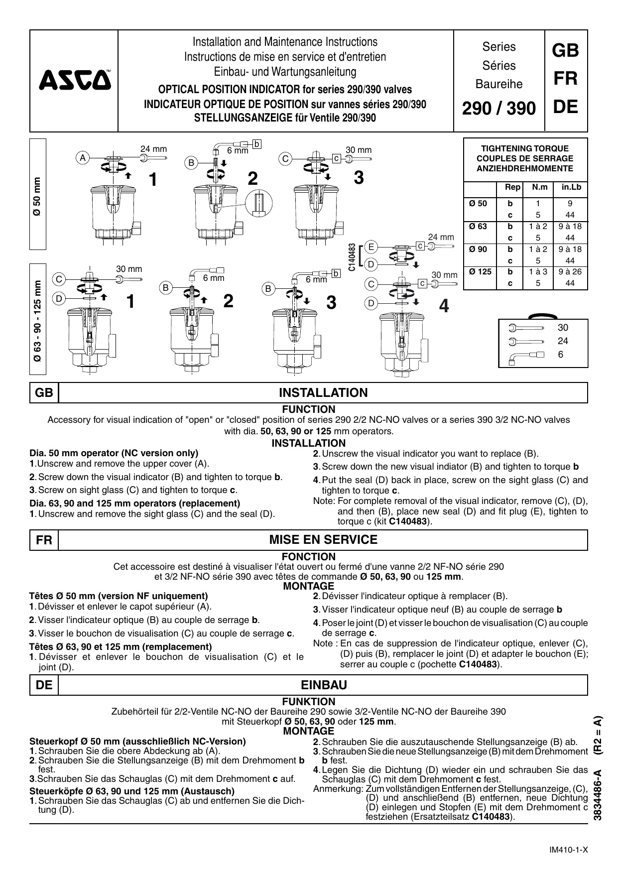 Asco Series 290 390 Pressure Operated Valves Optical Position