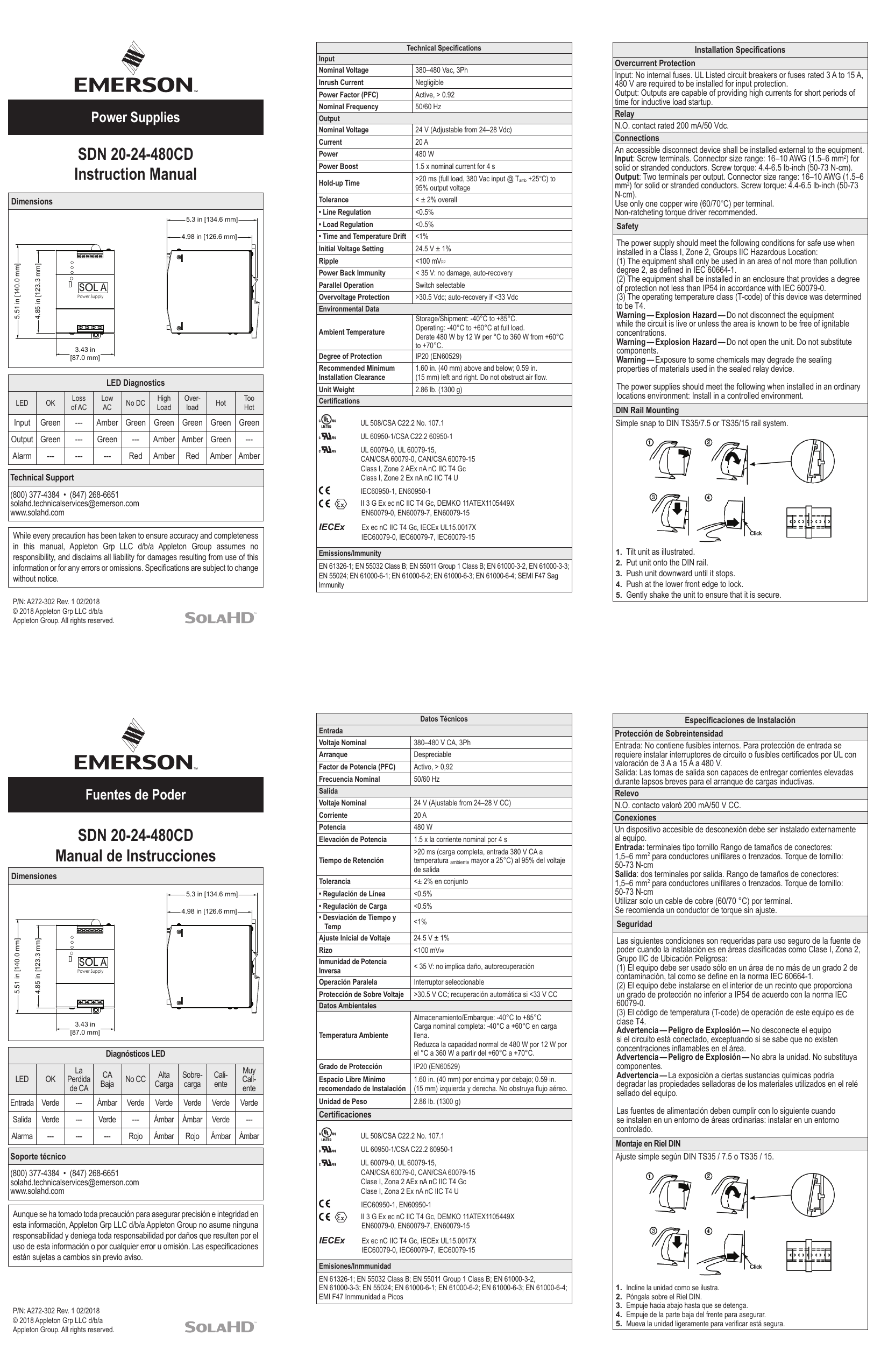 SolaHD SDN 20-24-480CD Owner's manual | Manualzz