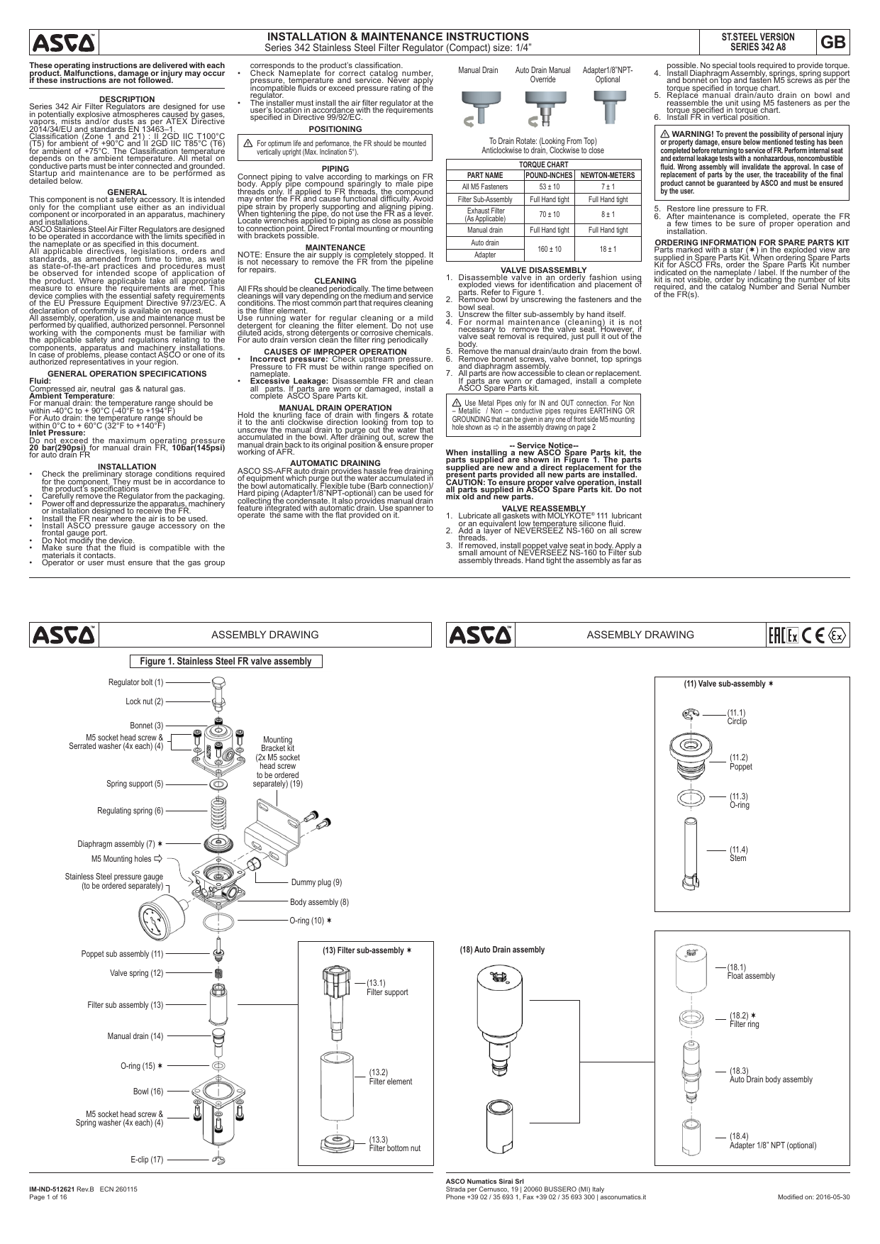 Asco Series 342 Filter Regulator Stainless Steel Owner's manual Manualzz
