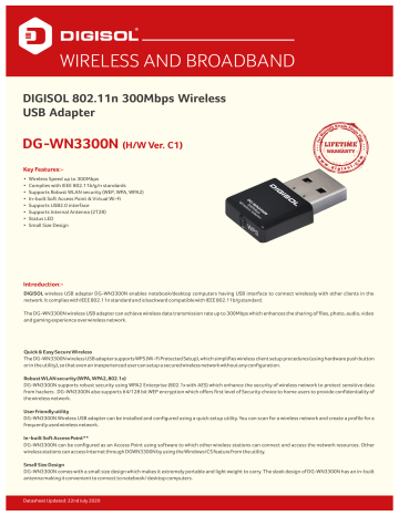 Digisol wifi adapter 300mbps Outlet