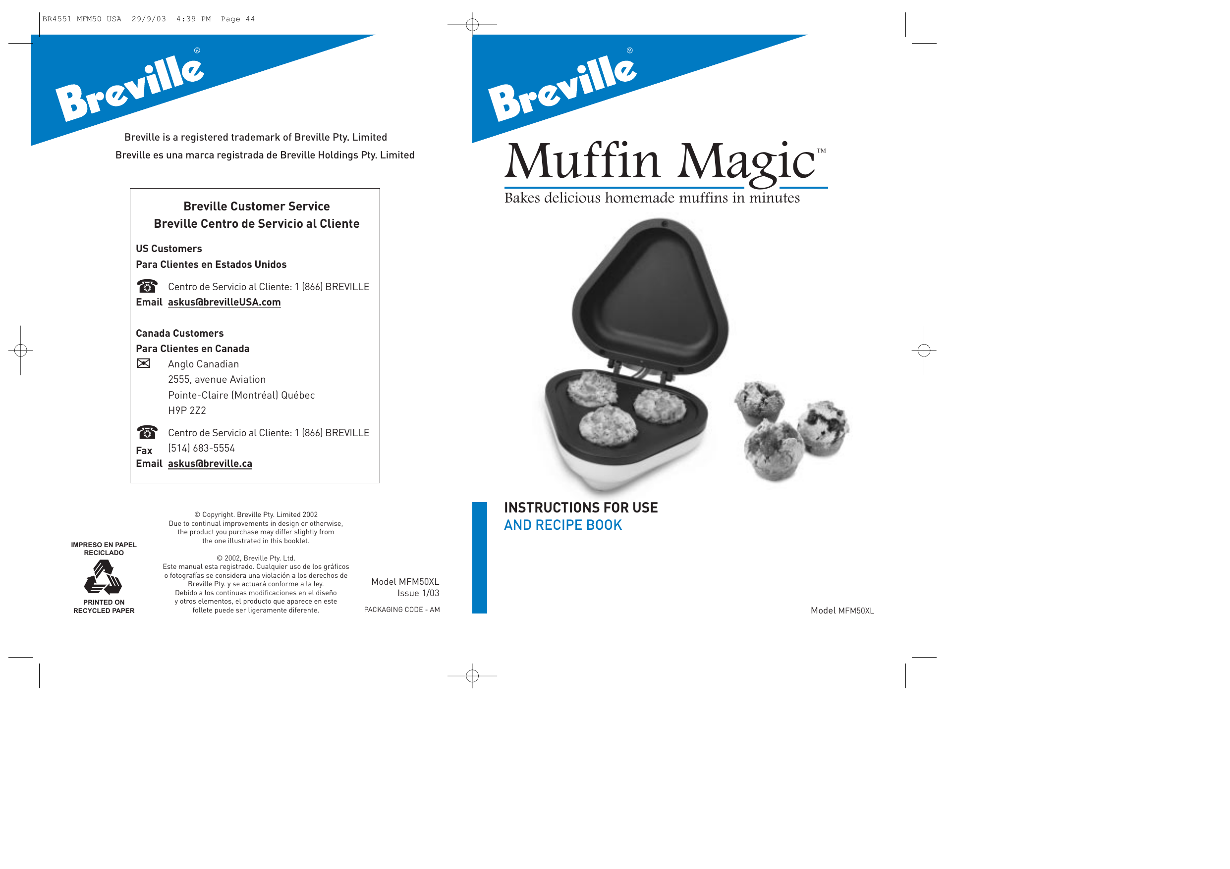 Machine à Muffins Breville Muffin Magic MFM50 D'occasion - Testée Fonctionne