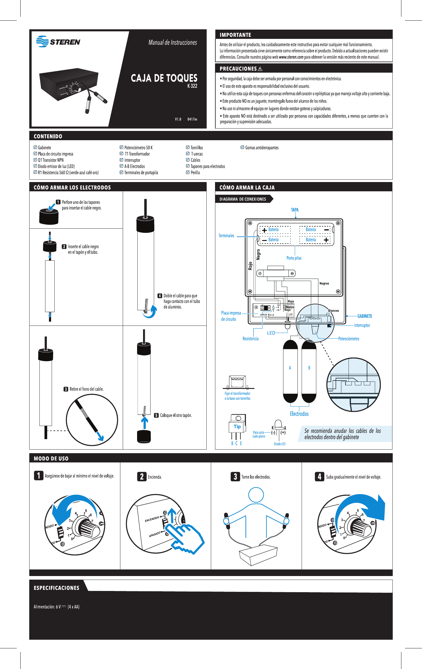 CAJA DE TOQUES PARA ARMAR **(REQUIERE CAUTIN Y SOLDADURA PARA ARMAR, NO  INCLUIDA)