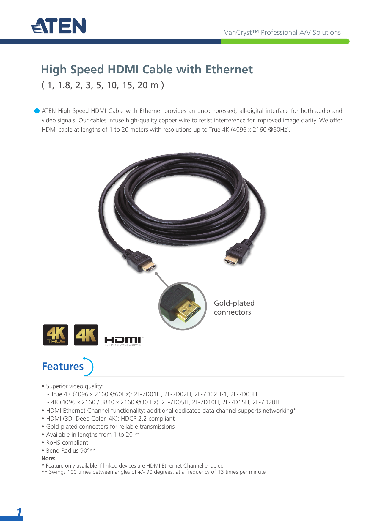 Aten 2L-7D02H HDMI Cable Datasheet