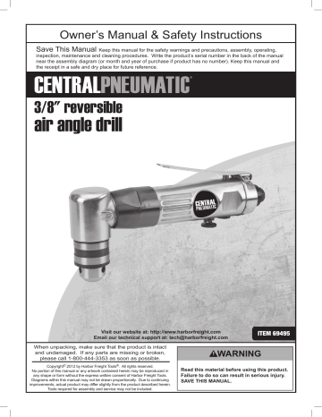 Mm90 Central Pneumatic 3/8 In Reversible Air Angle Drill 67474 for sale online 