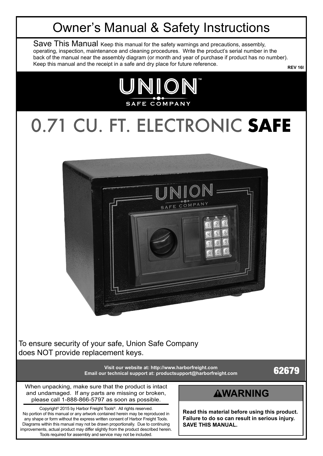 Union Safe Company Electronic Safe - 2ha63dl